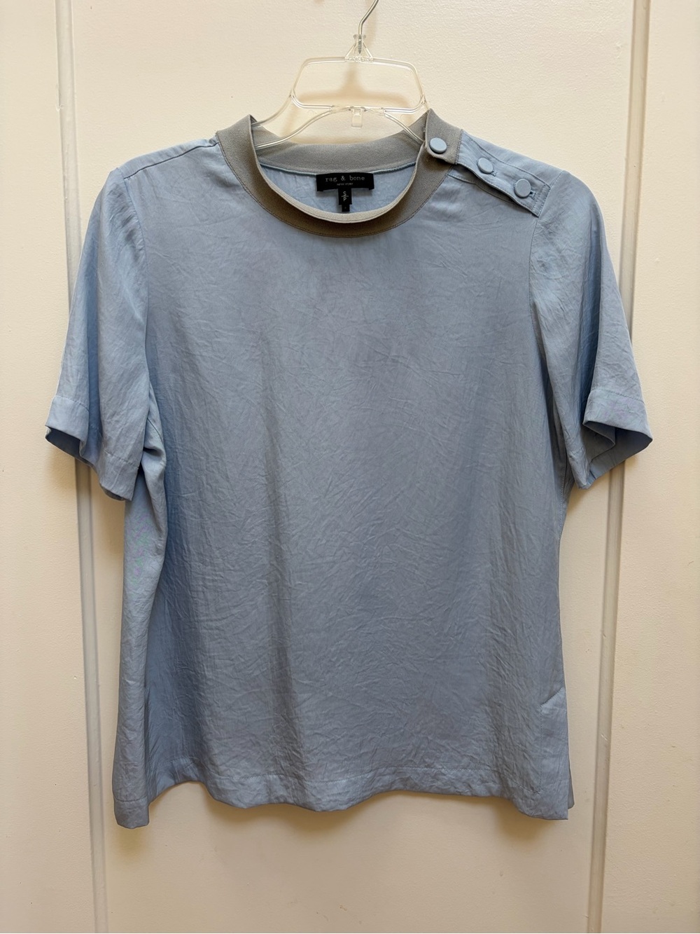 rag & bone Pale Blue Short Sleeve Blouse